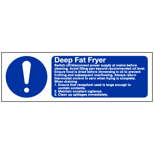 Deep Fat Fryer instructions sign Ref hc3 Safety Sign Warehouse
