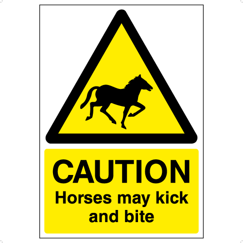 Caution Horses my kick or bite sign Ref hrs3 Safety Sign Warehouse