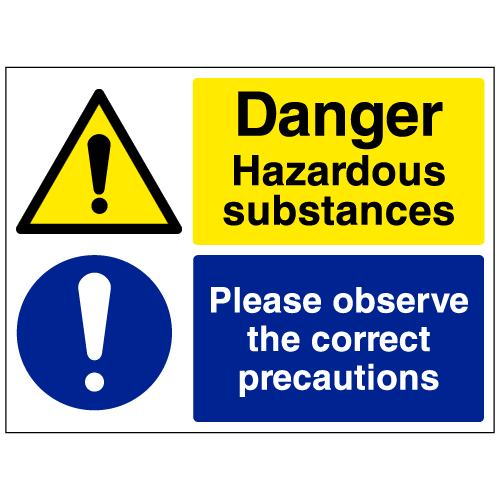 Warning hazardous substances Please observe correct precautions sign