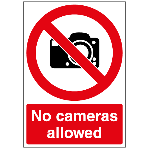 No cameras allowed sign Ref p162 Safety Sign Warehouse